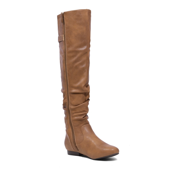 Winter Over The Knee Suede Boots - CAMEL PU - 4